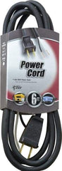Southwire - 6', 16/2 Gauge/Conductors, Black Outdoor Replacement Cord - 1 Receptacle, 13 Amps, 125 VAC, UL SJEOOW, NEMA 1-15P - USA Tool & Supply