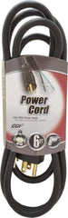Southwire - 6', 16/3 Gauge/Conductors, Black Outdoor Replacement Cord - 1 Receptacle, 13 Amps, 125 VAC, UL SJEOOW, NEMA 5-15P - USA Tool & Supply
