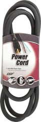 Southwire - 6', 14/3 Gauge/Conductors, Black Outdoor Replacement Cord - 1 Receptacle, 15 Amps, 125 VAC, UL SJEOOW, NEMA 5-15P - USA Tool & Supply