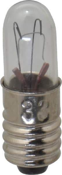 Value Collection - 1.12 Watt, 28 Volt, Incandescent Miniature & Specialty T1-3/4 Lamp - Midget Screw Base, 1 to 1.999 Equivalent Range, Warm (1,000 to 3,000), Dimmable, 1-1/4" OAL - USA Tool & Supply