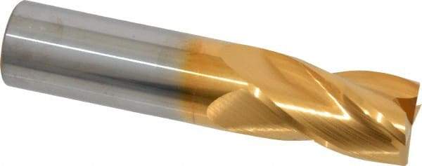 Atrax - 7/8", 1-1/2" LOC, 7/8" Shank Diam, 4" OAL, 4 Flute, Solid Carbide Square End Mill - Single End, TiN Finish, Spiral Flute, 30° Helix, Centercutting, Right Hand Cut, Right Hand Flute - USA Tool & Supply