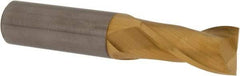 Atrax - 3/4", 1-1/2" LOC, 3/4" Shank Diam, 4" OAL, 2 Flute, Solid Carbide Square End Mill - Single End, TiN Finish, Spiral Flute, 30° Helix, Centercutting, Right Hand Cut - USA Tool & Supply