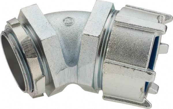 Thomas & Betts - 2-1/2" Trade, Malleable Iron Threaded Angled Liquidtight Conduit Connector - Noninsulated - USA Tool & Supply