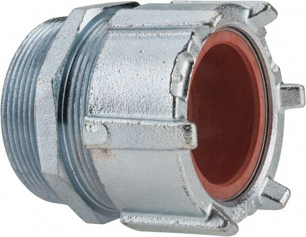 Thomas & Betts - 2-5/32 to 2.36" Cable Capacity, Liquidtight, Straight Strain Relief Cord Grip - 3 NPT Thread, 4-1/4" Long, Iron & Zinc - USA Tool & Supply