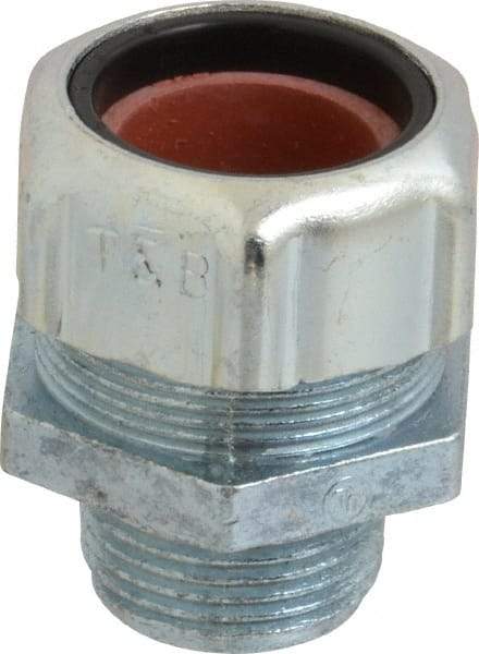 Thomas & Betts - 0.8 to 0.9" Cable Capacity, Liquidtight, Straight Strain Relief Cord Grip - 3/4 NPT Thread, 1-15/16" Long, Iron & Zinc - USA Tool & Supply