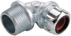 Thomas & Betts - 1/2 to 5/8" Cable Capacity, Liquidtight, Elbow Strain Relief Cord Grip - 1 NPT Thread, Iron - USA Tool & Supply