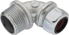 Thomas & Betts - 5/8 to 3/4" Cable Capacity, Liquidtight, Elbow Strain Relief Cord Grip - 1 NPT Thread, Iron - USA Tool & Supply