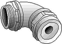 Thomas & Betts - 1-1/8 to 1-3/8" Cable Capacity, Liquidtight, Elbow Strain Relief Cord Grip - 2 NPT Thread, Iron - USA Tool & Supply