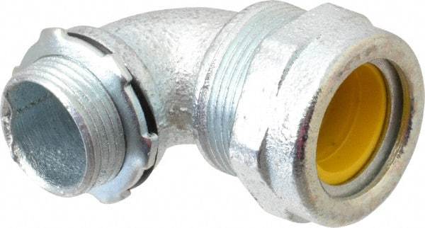 O-Z/Gedney - 0.7 to 0.8" Cable Capacity, Liquidtight, Elbow Strain Relief Cord Grip - 3/4 NPT Thread, Iron - USA Tool & Supply