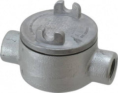 Thomas & Betts - (2) 3/4" Knockouts, Iron Round GUAC - 3-1/2" Overall Width x 2" Overall Depth - USA Tool & Supply