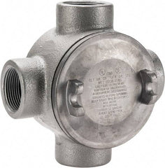 Thomas & Betts - (4) 1-1/4" Knockouts, Iron Round GUAX - 4.38" Overall Width x 2.69" Overall Depth - USA Tool & Supply