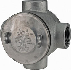 Thomas & Betts - (4) 2" Knockouts, Iron Round Junction Box - 5-3/4" Overall Width x 4.06" Overall Depth - USA Tool & Supply