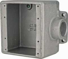 Thomas & Betts - 2 Gang, (1) 1" Knockout, Iron Rectangle Device Box - Zinc Plated - USA Tool & Supply