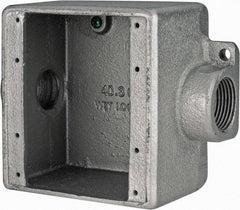 Thomas & Betts - 2 Gang, (2) 1" Knockouts, Iron Rectangle Device Box - Zinc Plated - USA Tool & Supply