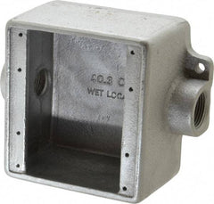 Thomas & Betts - 2 Gang, (2) 3/4" Knockouts, Iron Rectangle Device Box - Zinc Plated - USA Tool & Supply