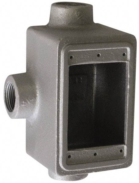 O-Z/Gedney - 1 Gang, 1" Knockouts, Iron Rectangle Device Box - Aluminum Enamel, Zinc Electroplated - USA Tool & Supply