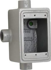 O-Z/Gedney - 1 Gang, 1/2" Knockouts, Iron Rectangle Device Box - Aluminum Enamel, Zinc Electroplated - USA Tool & Supply