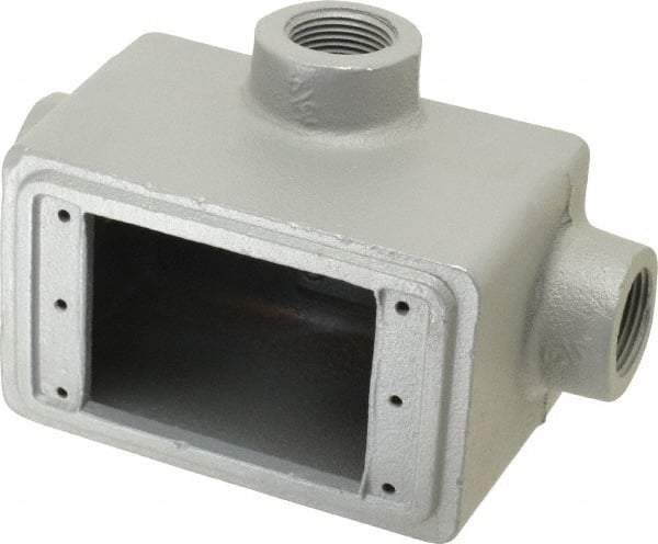 O-Z/Gedney - 1 Gang, 3/4" Knockouts, Iron Rectangle Device Box - Aluminum Enamel, Zinc Electroplated - USA Tool & Supply