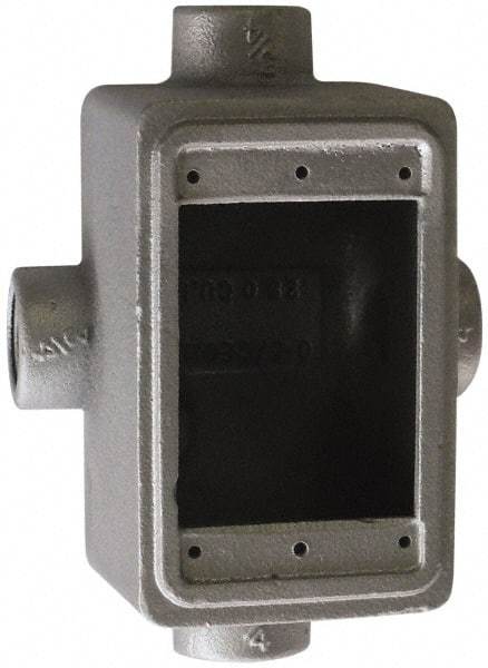 O-Z/Gedney - 1 Gang, 1/2" Knockouts, Iron Rectangle Device Box - Aluminum Enamel, Zinc Electroplated - USA Tool & Supply