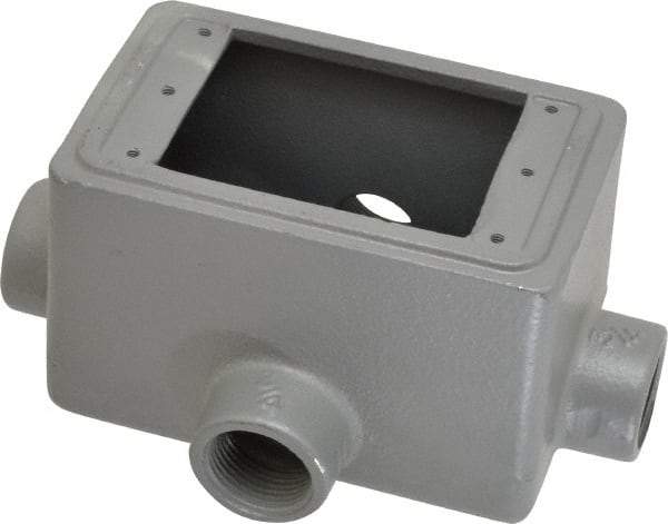 O-Z/Gedney - 1 Gang, 3/4" Knockouts, Iron Rectangle Device Box - Aluminum Enamel, Zinc Electroplated - USA Tool & Supply