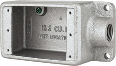 Thomas & Betts - 1 Gang, (1) 1/2" Knockout, Iron Rectangle Device Box - 2-3/4" Overall Width x 2" Overall Depth - USA Tool & Supply