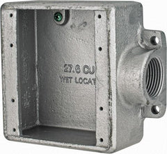 Thomas & Betts - 2 Gang, (1) 1" Knockout, Iron Rectangle Device Box - 2-3/4" Overall Width x 2" Overall Depth - USA Tool & Supply