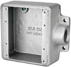 Thomas & Betts - 2 Gang, (1) 3/4" Knockout, Iron Rectangle Device Box - 2-3/4" Overall Width x 2" Overall Depth - USA Tool & Supply