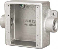 Thomas & Betts - 2 Gang, (2) 3/4" Knockouts, Iron Rectangle Device Box - 4.63" Overall Height x 5.38" Overall Width x 2" Overall Depth - USA Tool & Supply