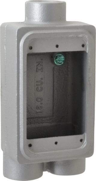 O-Z/Gedney - 1 Gang, 3/4" Knockouts, Iron Rectangle Device Box - Aluminum Enamel, Zinc Electroplated - USA Tool & Supply