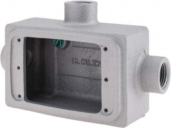 O-Z/Gedney - 1 Gang, 1/2" Knockouts, Iron Rectangle Device Box - Aluminum Enamel, Zinc Electroplated - USA Tool & Supply