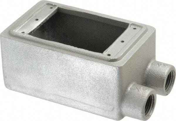 O-Z/Gedney - 1 Gang, 1/2" Knockouts, Iron Rectangle Device Box - Aluminum Enamel, Zinc Electroplated - USA Tool & Supply