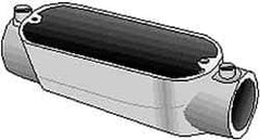 Hubbell Killark - LL Body, 1-1/2" Trade, EMT Aluminum Conduit Body - Oval, 6-7/8" OAL, Dry Locations - USA Tool & Supply