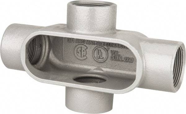 Hubbell Killark - Form 7, X Body, 1-1/2" Trade, IMC, Rigid Iron Conduit Body - Oval, 8-7/16" OAL, 27 cc Capacity, Gray, Hazardous & Wet Locations - USA Tool & Supply