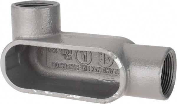 Hubbell Killark - Form 7, LL Body, 1-1/4" Trade, IMC, Rigid Iron Conduit Body - Oval, 6-13/16" OAL, 19-1/2 cc Capacity, Gray, Hazardous & Wet Locations - USA Tool & Supply