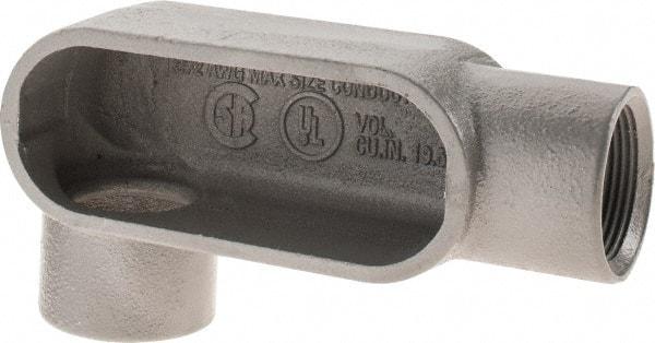 Hubbell Killark - Form 7, LR Body, 1-1/4" Trade, IMC, Rigid Iron Conduit Body - Oval, 6-13/16" OAL, 19-1/2 cc Capacity, Gray, Hazardous & Wet Locations - USA Tool & Supply