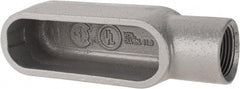 Hubbell Killark - Form 7, E Body, 1" Trade, IMC, Rigid Iron Conduit Body - Oval, 6-5/16" OAL, 11 cc Capacity, Gray, Hazardous & Wet Locations - USA Tool & Supply