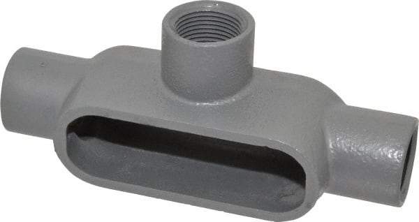 Hubbell Killark - Form 7, T Body, 1" Trade, IMC, Rigid Iron Conduit Body - Oval, 7-5/8" OAL, 11-1/2 cc Capacity, Gray, Hazardous & Wet Locations - USA Tool & Supply