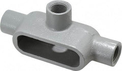 Hubbell Killark - Form 7, T Body, 1/2" Trade, IMC, Rigid Iron Conduit Body - Oval, 5-11/16" OAL, 6.2 cc Capacity, Gray, Hazardous & Wet Locations - USA Tool & Supply