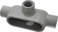 Hubbell Killark - Form 7, T Body, 3/4" Trade, IMC, Rigid Iron Conduit Body - Oval, 6-5/16" OAL, 9-1/2 cc Capacity, Gray, Hazardous & Wet Locations - USA Tool & Supply