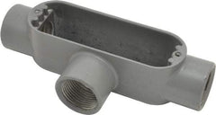 Hubbell Killark - Form 85, T Body, 1" Trade, IMC, Rigid Aluminum Conduit Body - Oval, 7-1/8" OAL, 12 cc Capacity, Hazardous & Wet Locations - USA Tool & Supply