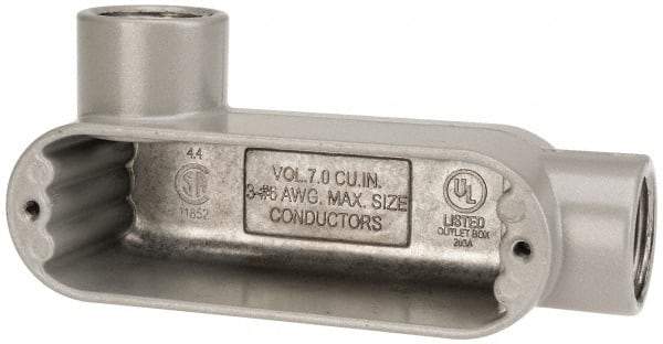 Hubbell Killark - Form 85, LL Body, 3/4" Trade, IMC, Rigid Aluminum Conduit Body - Oval, 5-3/8" OAL, 7 cc Capacity, Hazardous & Wet Locations - USA Tool & Supply