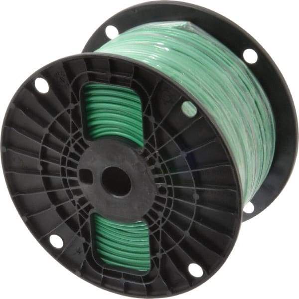 Southwire - THHN/THWN, 14 AWG, 15 Amp, 500' Long, Solid Core, 1 Strand Building Wire - Green, Thermoplastic Insulation - USA Tool & Supply