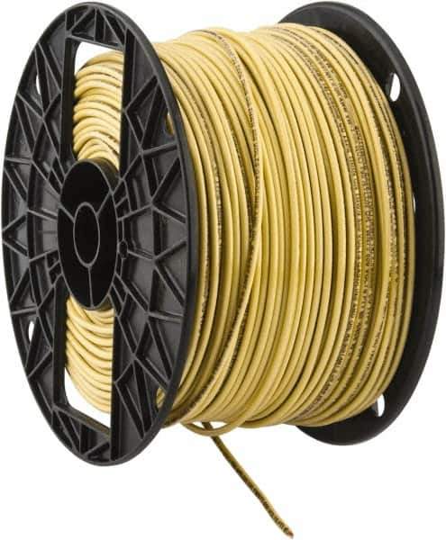 Southwire - THHN/THWN, 14 AWG, 15 Amp, 500' Long, Solid Core, 1 Strand Building Wire - Yellow, Thermoplastic Insulation - USA Tool & Supply