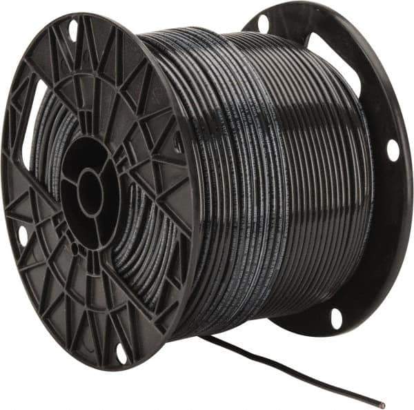 Southwire - THHN/THWN, 12 AWG, 20 Amp, 500' Long, Solid Core, 1 Strand Building Wire - Black, Thermoplastic Insulation - USA Tool & Supply