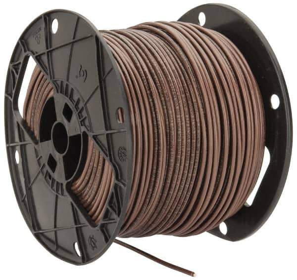 Southwire - THHN/THWN, 12 AWG, 20 Amp, 500' Long, Solid Core, 1 Strand Building Wire - Brown, Thermoplastic Insulation - USA Tool & Supply