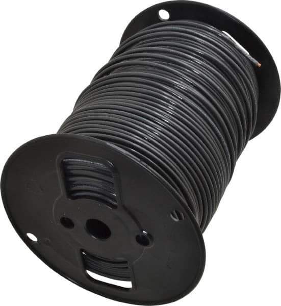 Southwire - THHN/THWN, 10 AWG, 30 Amp, 500' Long, Solid Core, 1 Strand Building Wire - Black, Thermoplastic Insulation - USA Tool & Supply