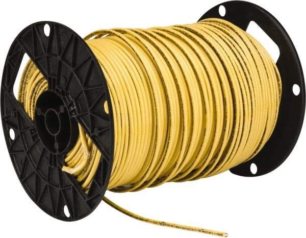 Southwire - THHN/THWN, 10 AWG, 30 Amp, 500' Long, Solid Core, 1 Strand Building Wire - Yellow, Thermoplastic Insulation - USA Tool & Supply