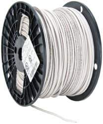 Southwire - THHN/THWN, 14 AWG, 15 Amp, 500' Long, Stranded Core, 19 Strand Building Wire - White, Thermoplastic Insulation - USA Tool & Supply