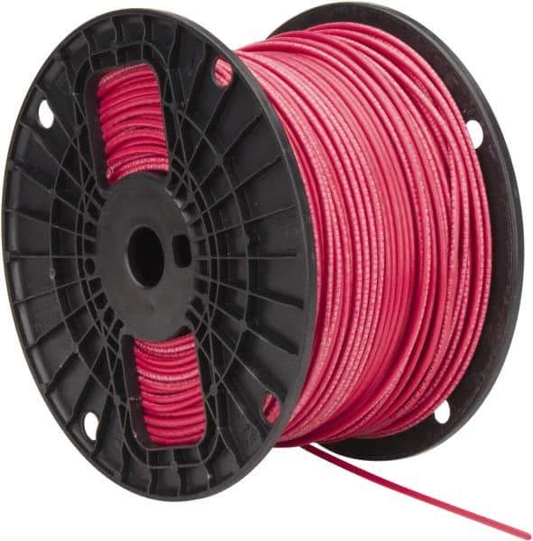 Southwire - THHN/THWN, 14 AWG, 15 Amp, 500' Long, Stranded Core, 19 Strand Building Wire - Red, Thermoplastic Insulation - USA Tool & Supply