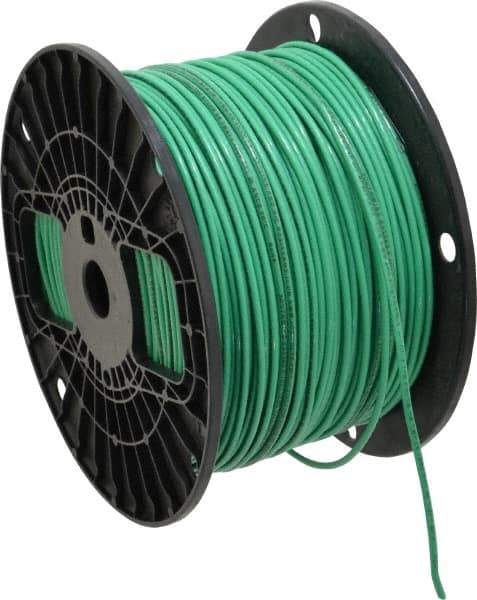 Southwire - THHN/THWN, 14 AWG, 15 Amp, 500' Long, Stranded Core, 19 Strand Building Wire - Green, Thermoplastic Insulation - USA Tool & Supply